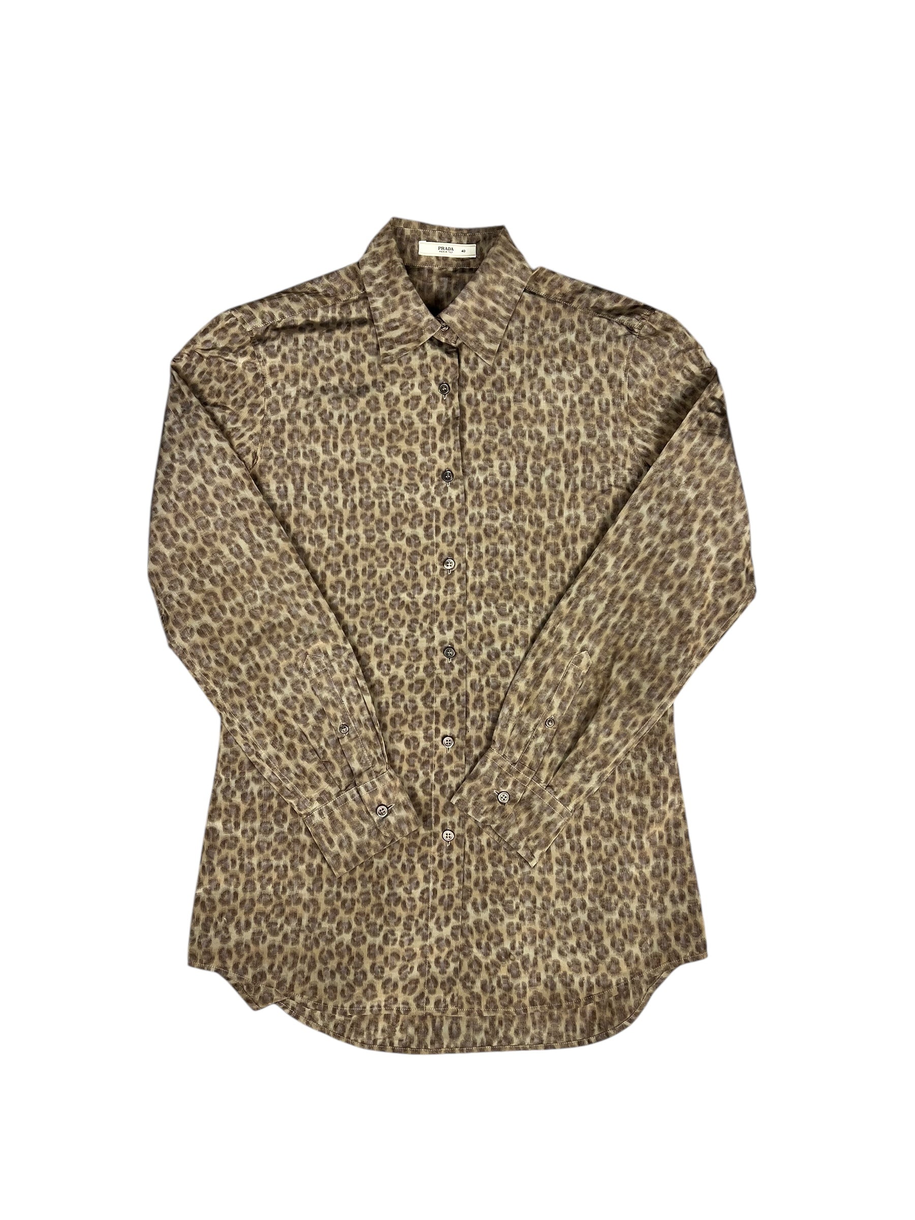 Prada Muted Cheetah Print Button Down Top
