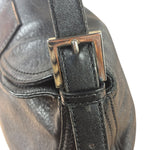 Fendi Vintage Black Leather Double Flap Baguette