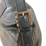 Fendi Vintage Black Leather Double Flap Baguette