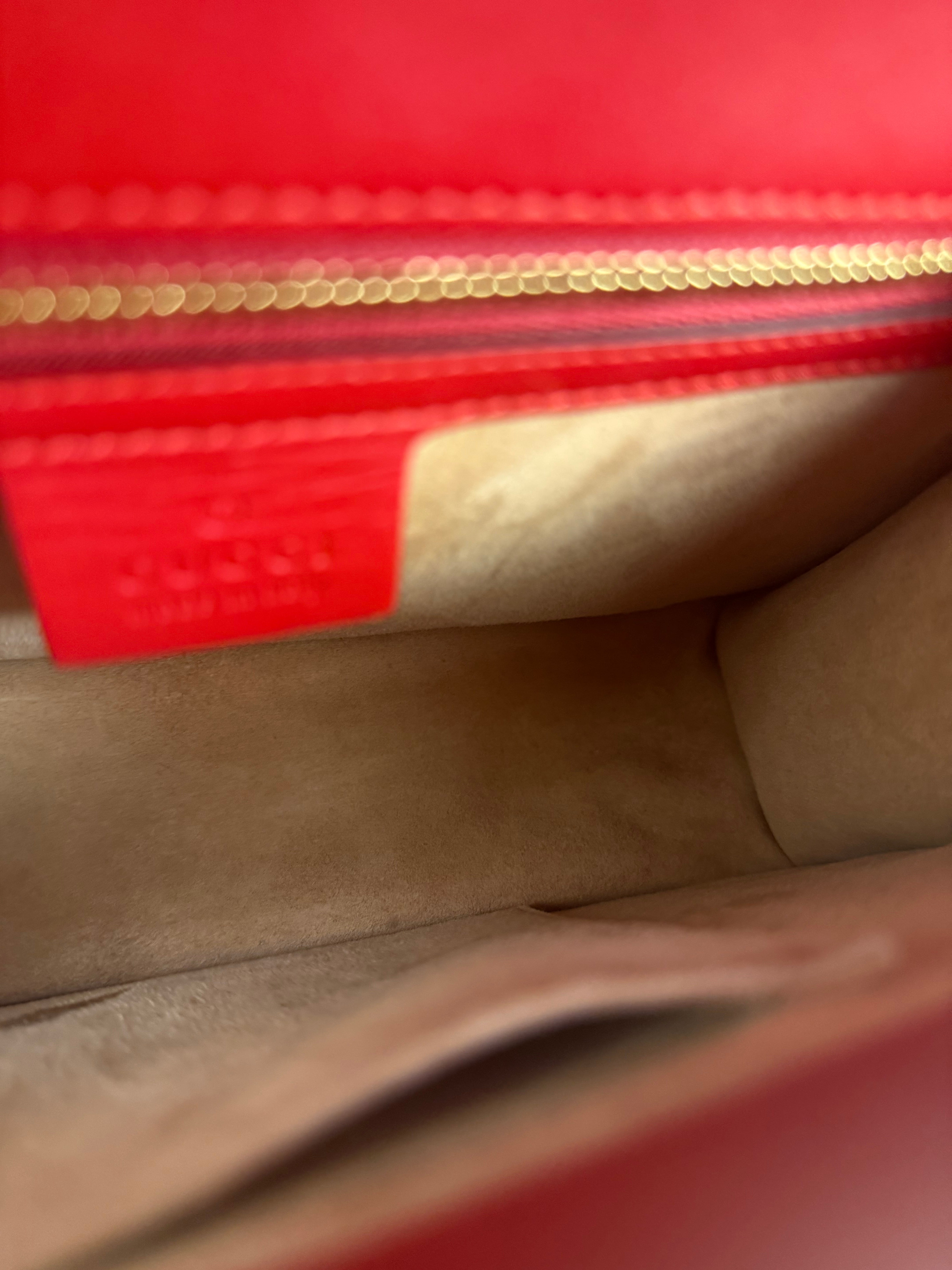 Gucci Red Leather Sylvie Buckle Shoulder Bag