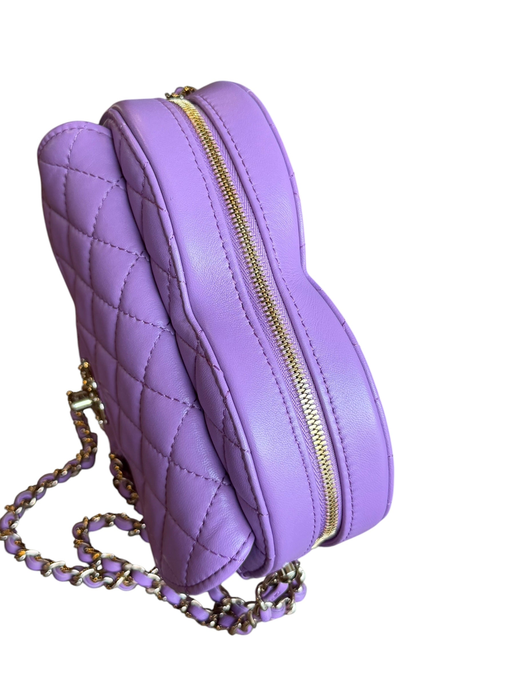 Chanel CC In Love Purple Quilted Leather Heart Bag 2022