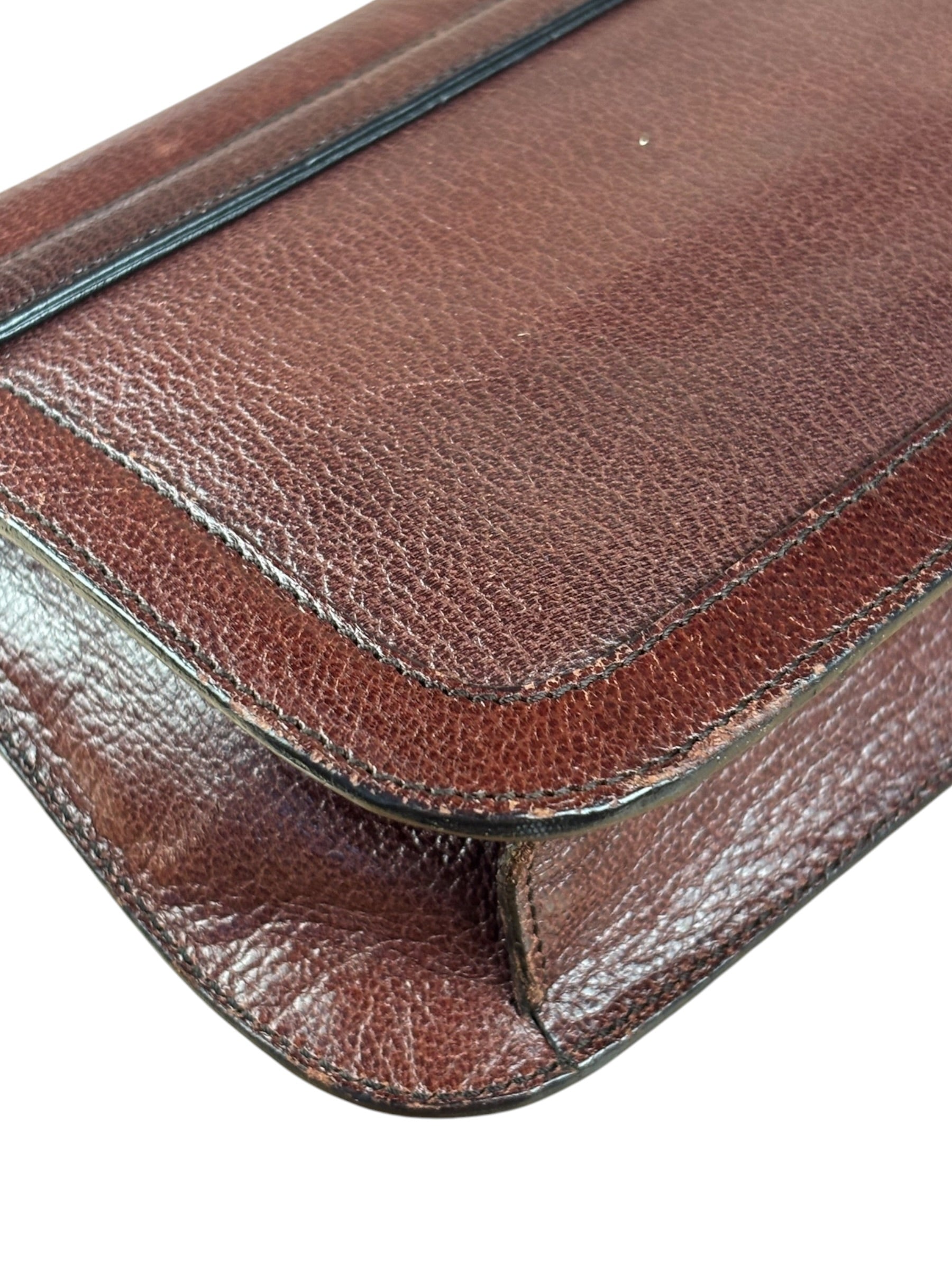 Prada Enameled Metal Triangle Brown Shoulder Bag