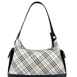 Burberry Black/Beige Saffiano Leather Trim Nova Check Hobo Bag