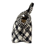 Chanel Bicolor Leather Trim Gingham Canvas Coco Mark Handbag 2010