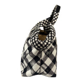 Chanel Bicolor Leather Trim Gingham Canvas Coco Mark Handbag 2010