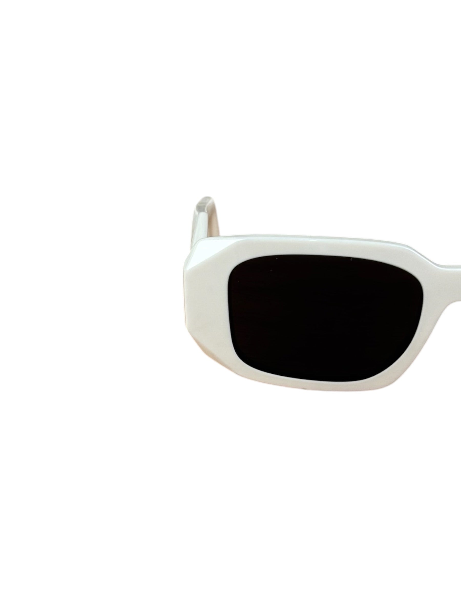 Prada White Symbole Rectangular Sunglasses