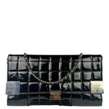 Chanel Black Patent Chocolate Bar Quilted Flap Shoulder Bag 2001