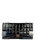 Chanel Black Patent Chocolate Bar Quilted Flap Shoulder Bag 2001