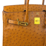 Hermes Birkin 35 Ostrich Leather Handbag Gold Hardware