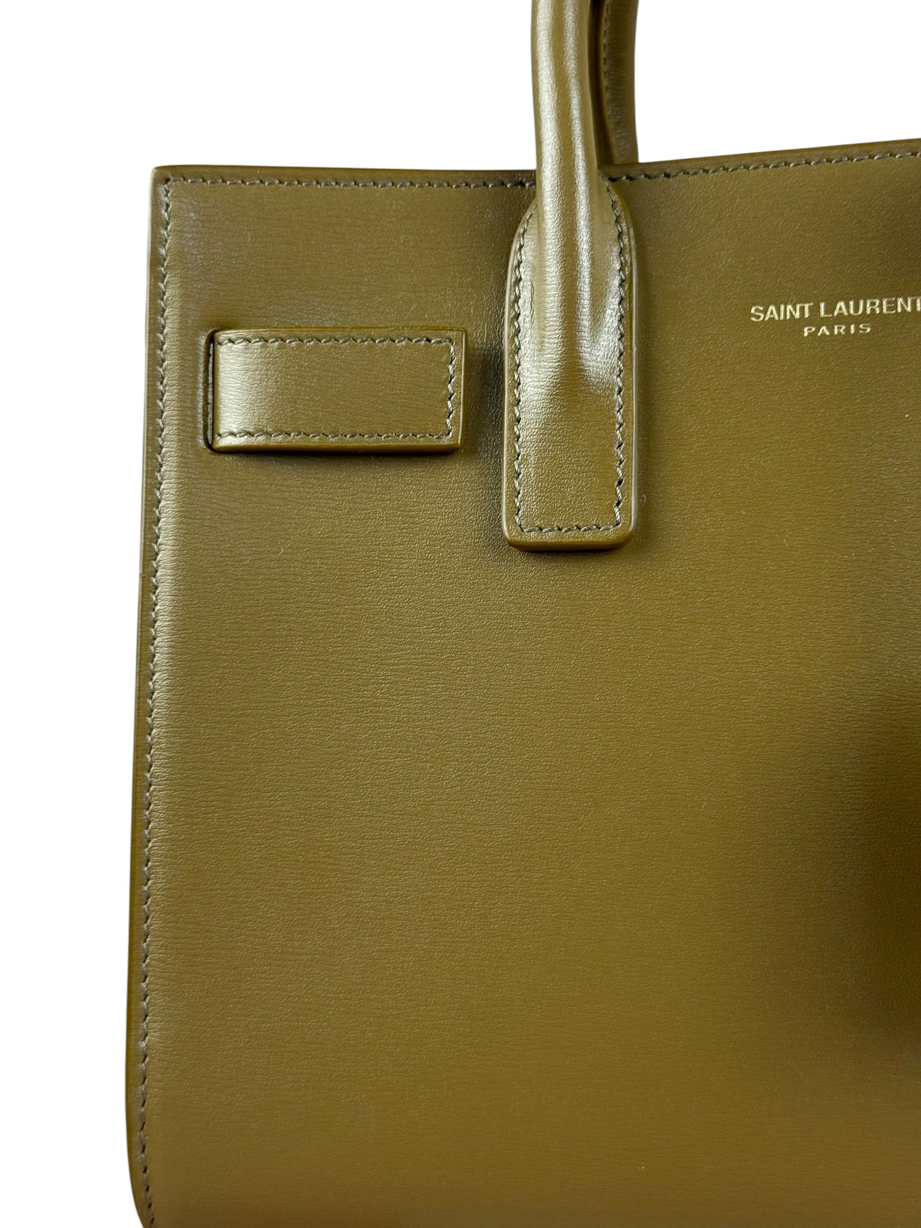 Saint Laurent Green Leather Nano Sac De Jour 2Way Tote