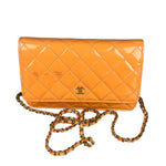 Chanel Orange Patent Leather Flap Wallet on Chain Bag