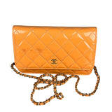 Chanel Orange Patent Leather Flap Wallet on Chain Bag