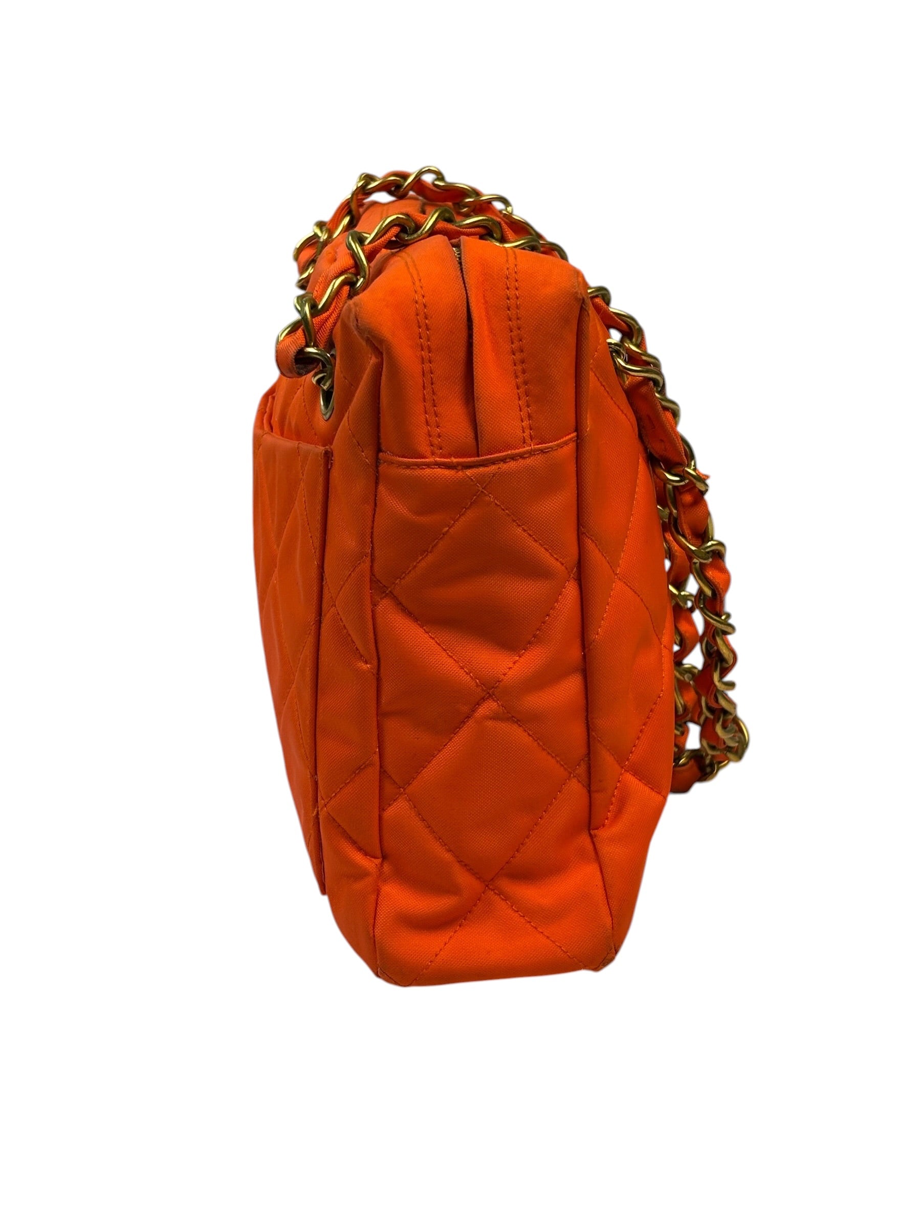 Chanel Orange Quilted Nylon Classic Jersey Camera Bag 2012