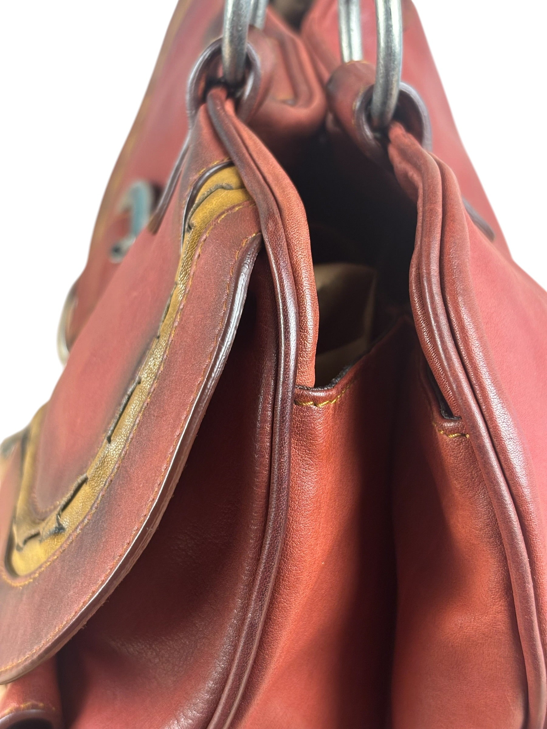 Christian Dior Burgundy Leather Gaucho Saddle Large Shoulder Bag