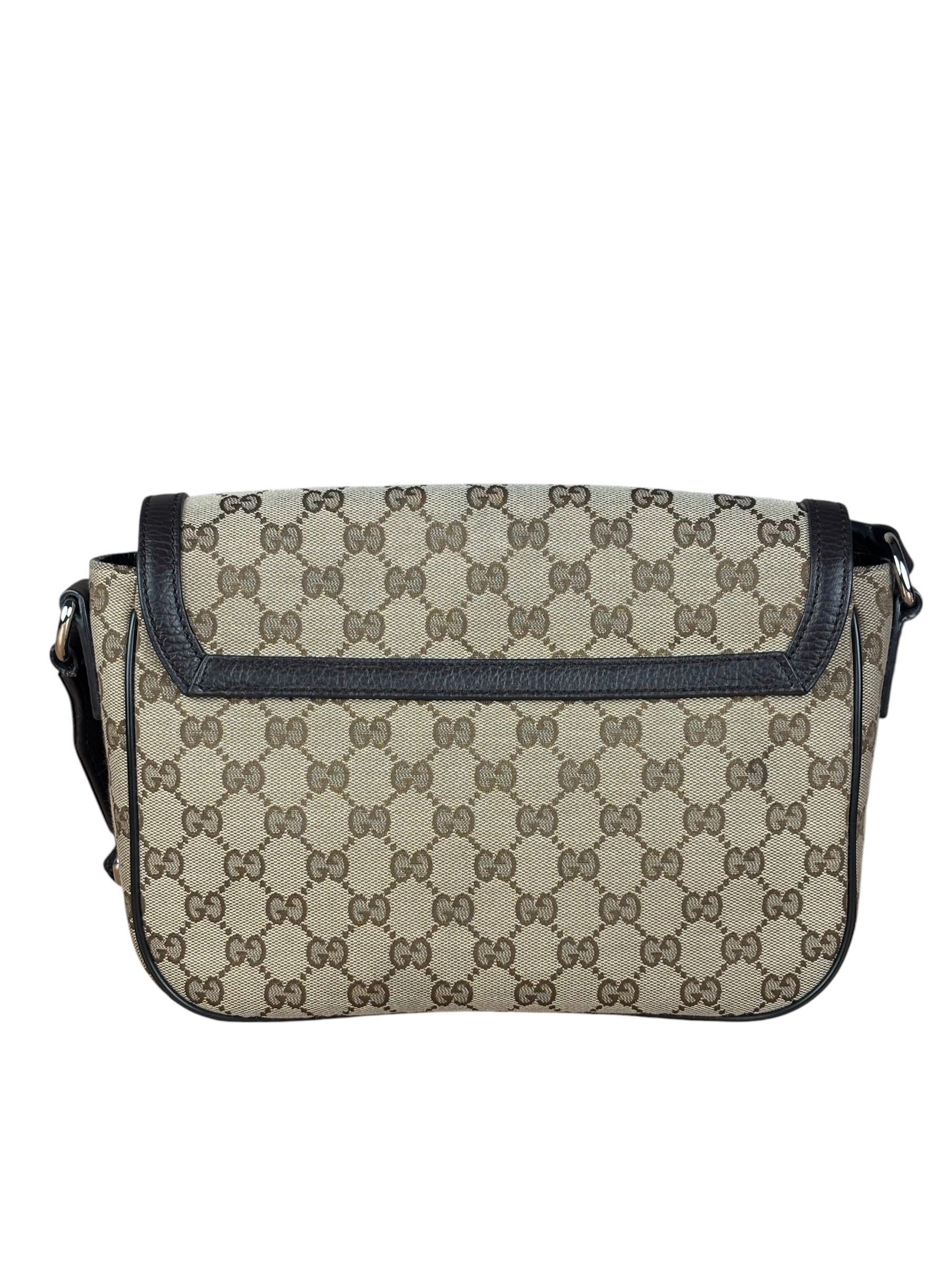 Gucci GG Canvas Print Flap Messenger Bag