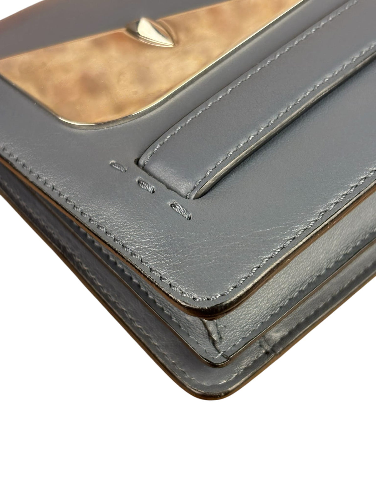 Fendi Grey Leather Monster Eyes Clutch