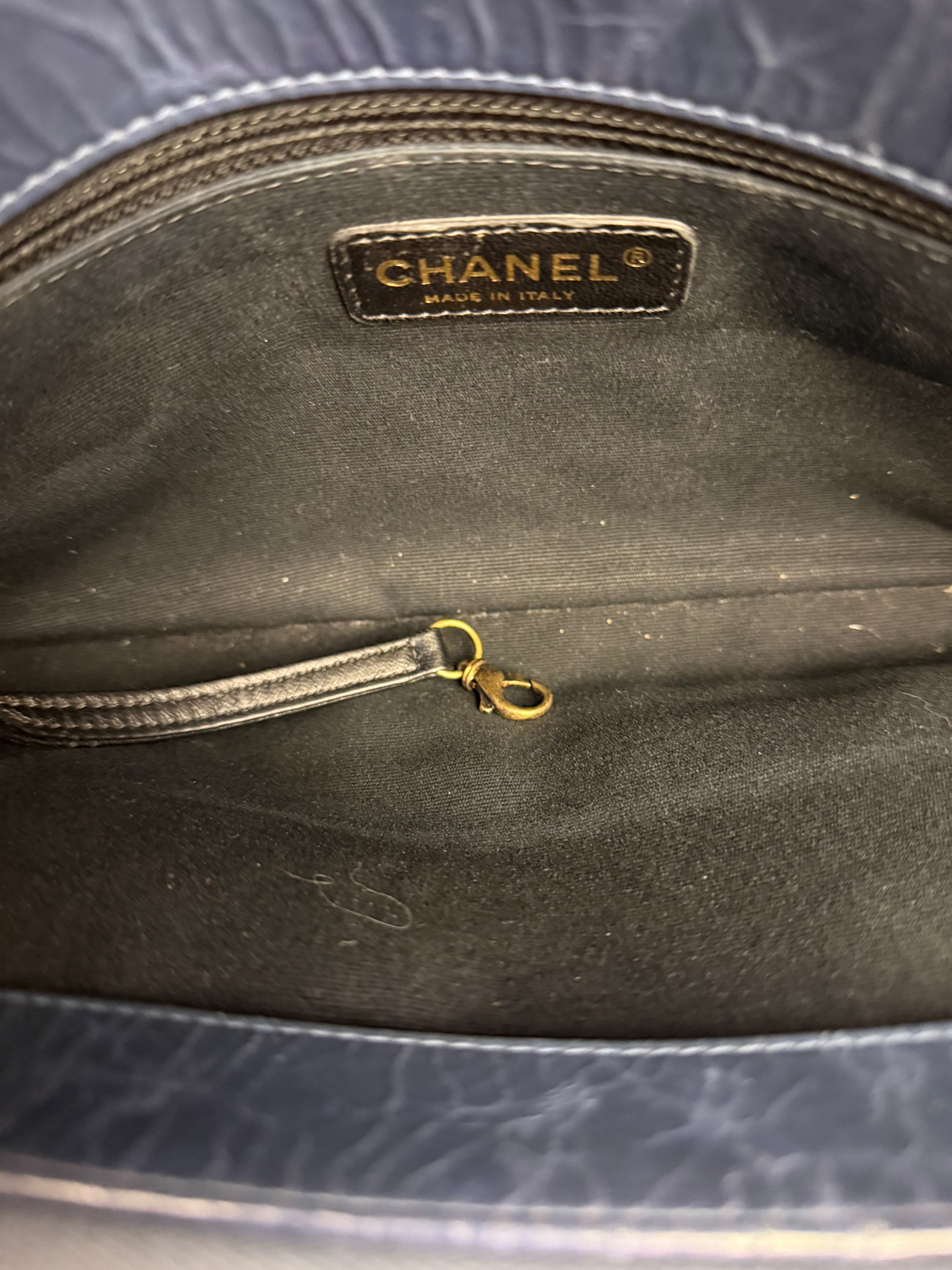 Chanel Blue Aged Quilted 2.55 Leather Chain Tote 2011