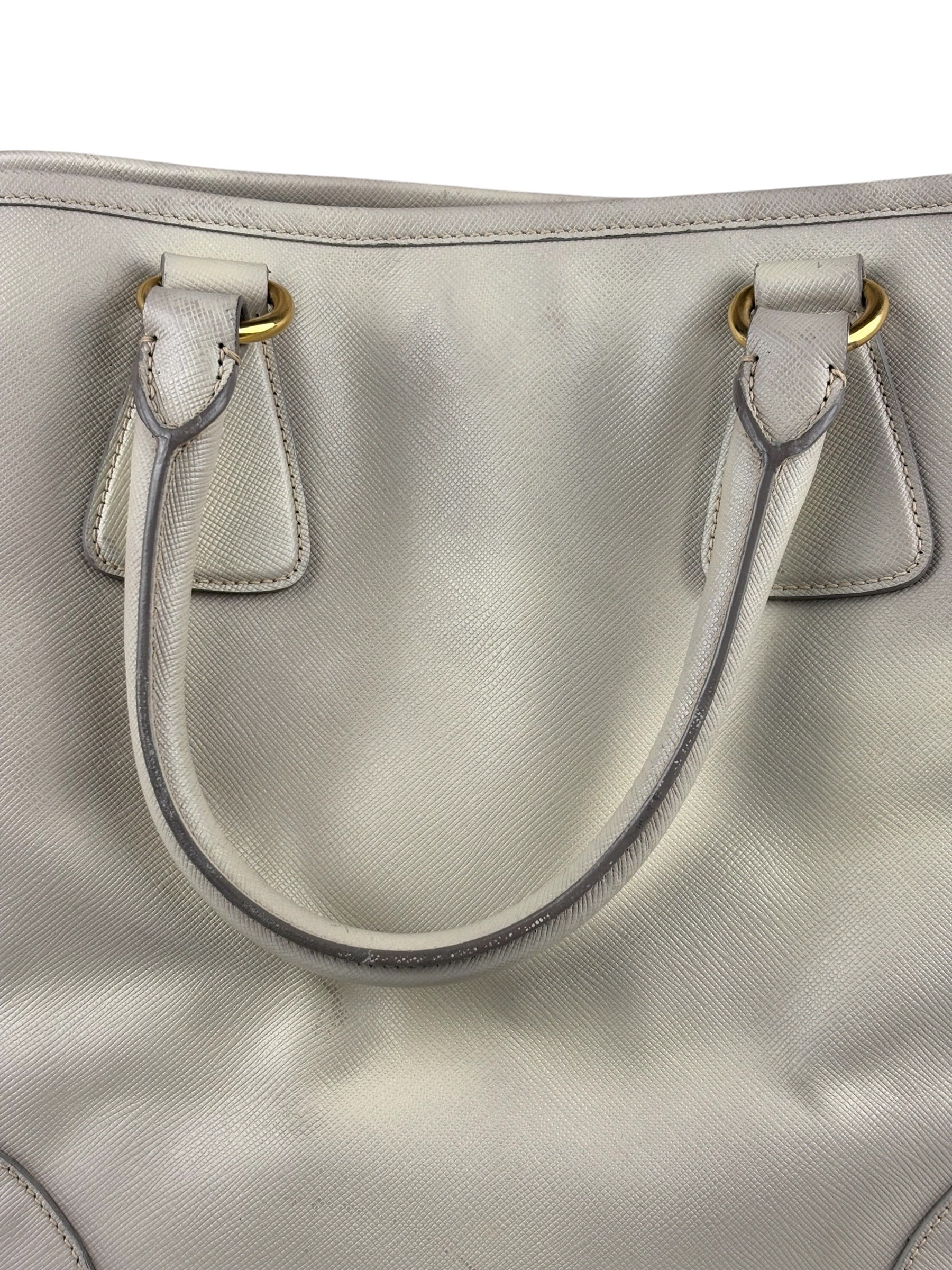 Prada Saffiano Lux Leather Grey 2Way Shopping Bag