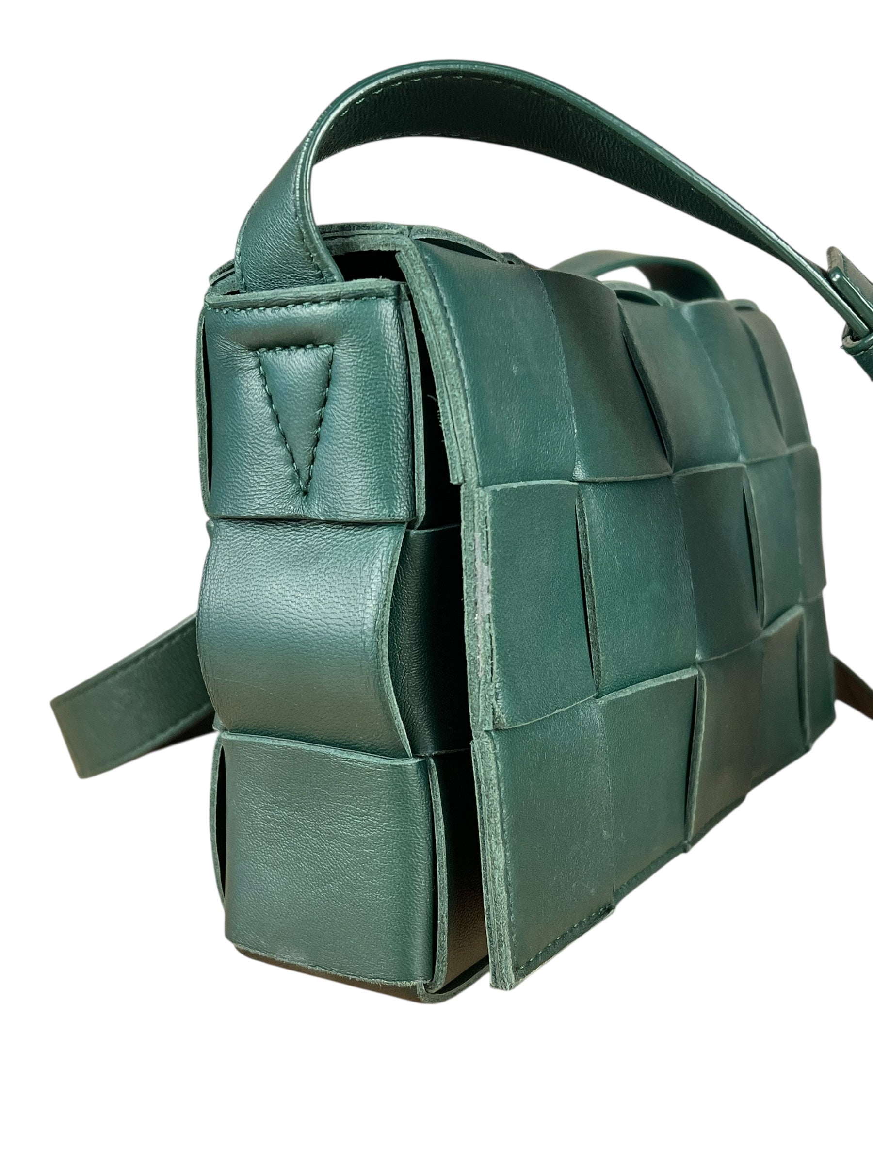 Bottega Veneta Forest Green Intrecciato Cassette Crossbody