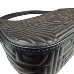 Fendi Black Leather 3D Logo Embossed Baguette