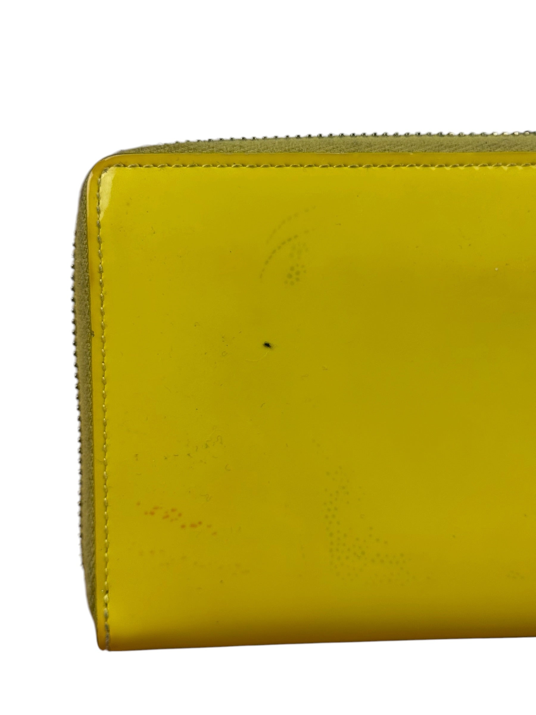 Yves Saint Laurent Yellow Patent Leather Zip-Around Long Wallet