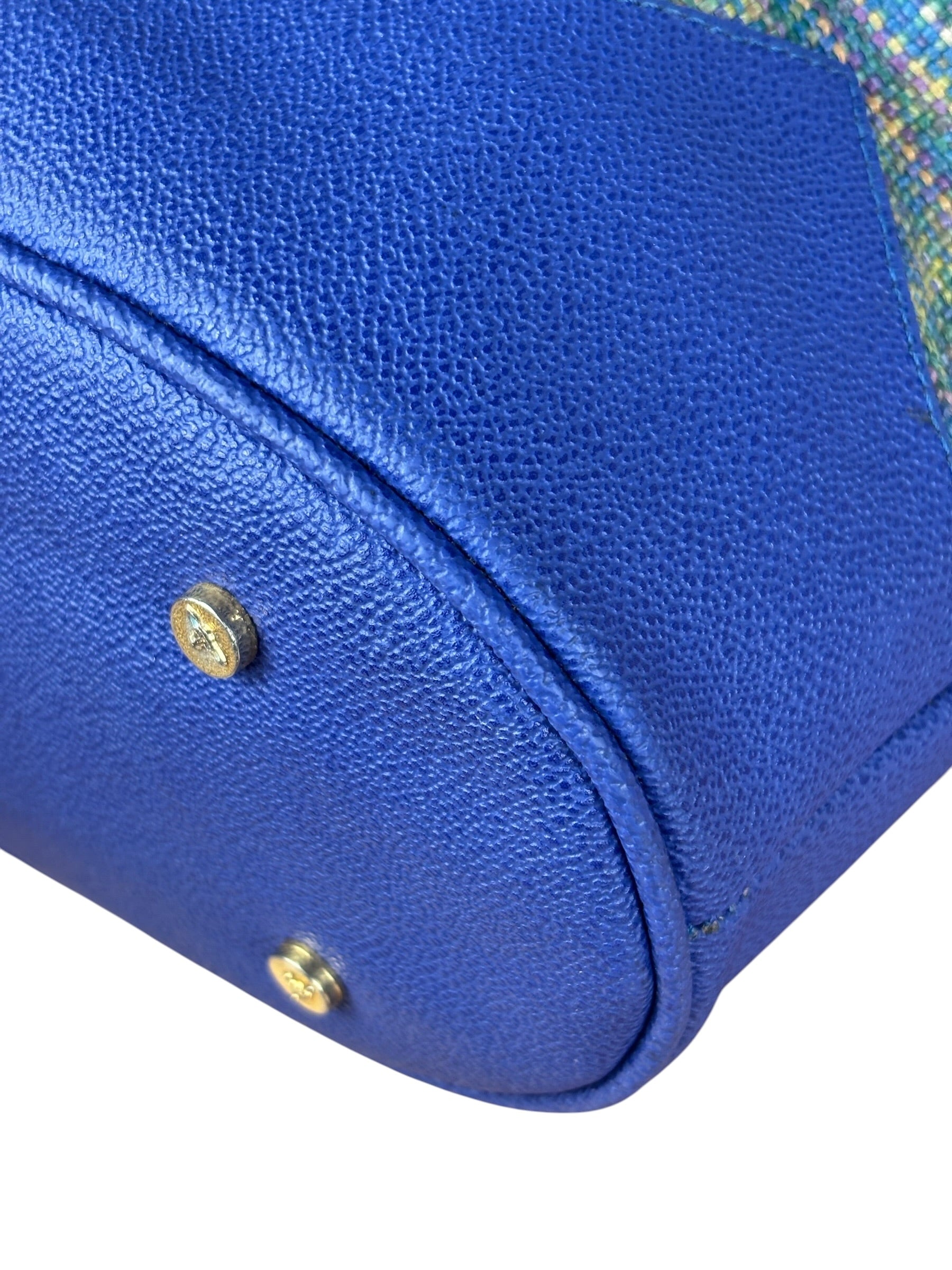 Vivienne Westwood Blue/Green Woven Plaid Saturn Shoulder Bag