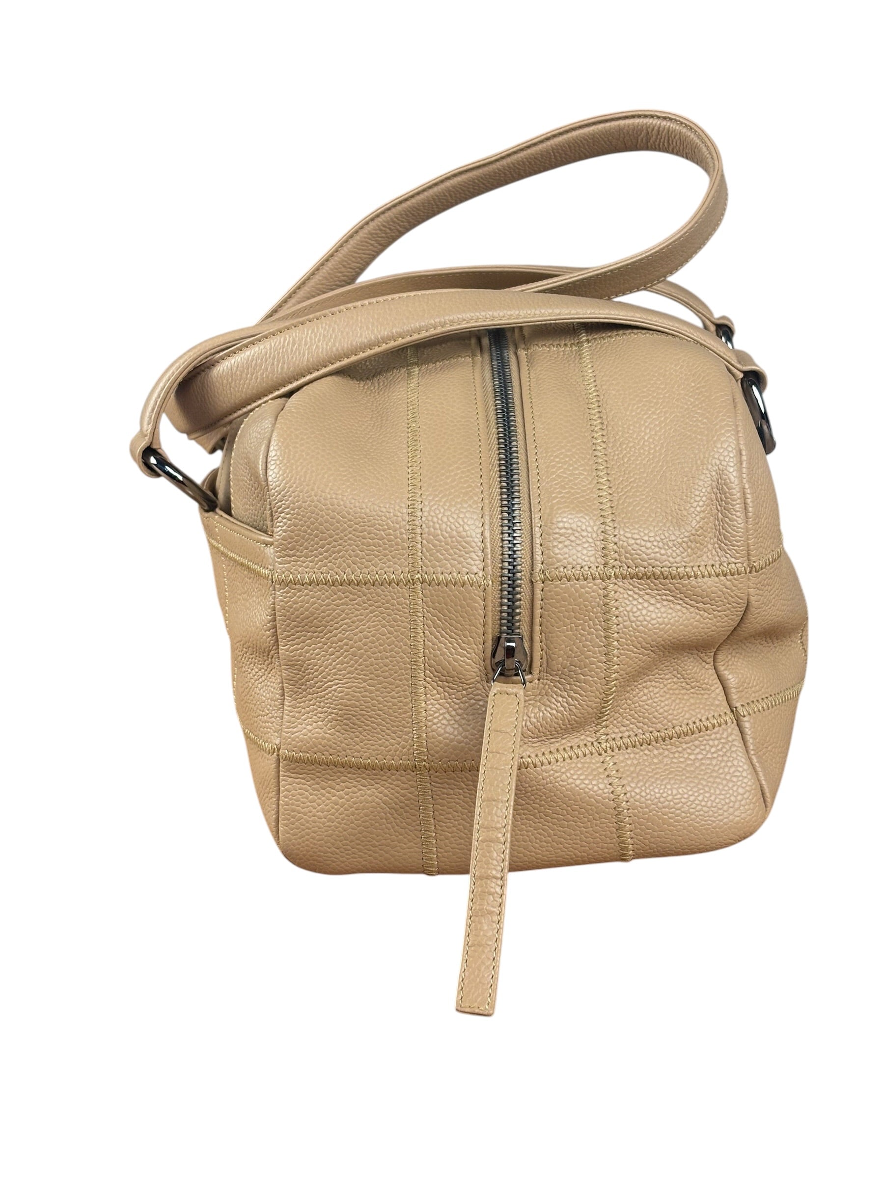Chanel Beige Caviar Chocolate Bar Boston Bag
