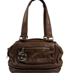 Chanel Brown Leather Essential Square Stitch Bowler Bag 2007