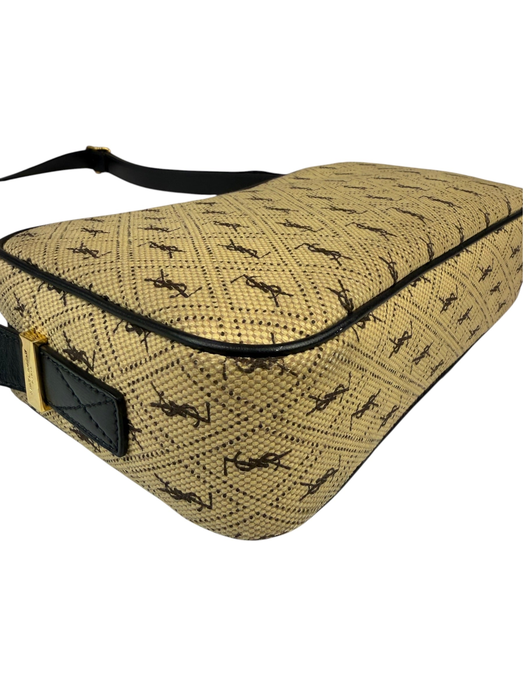 Saint Laurent YSL Beige Logo Print Crossbody Bag