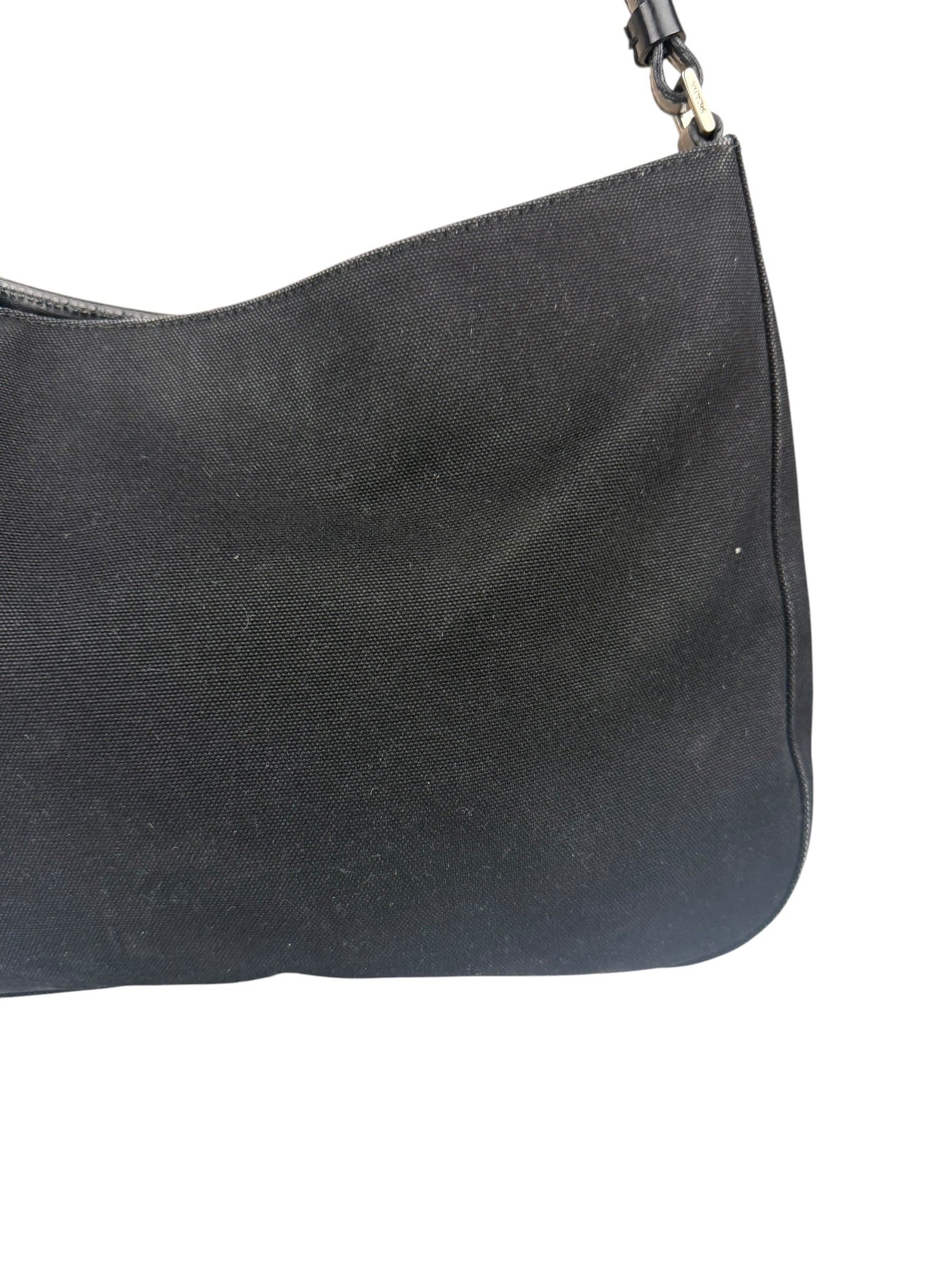 Prada Vintage Black Canvas Shoulder Bag