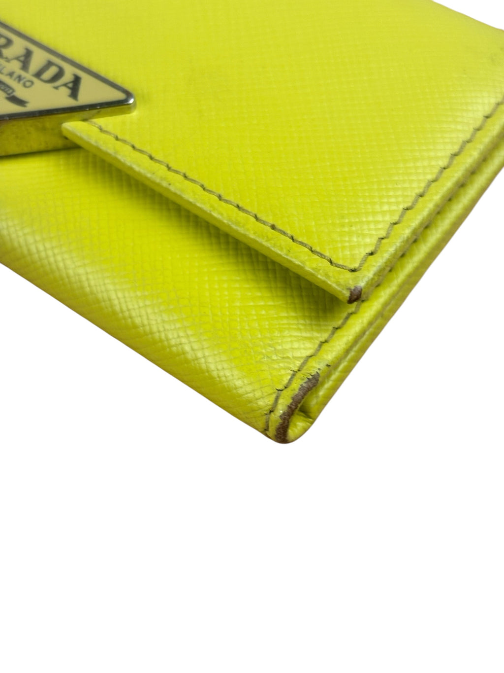 Prada Yellow Saffiano Leather Small Key Holder