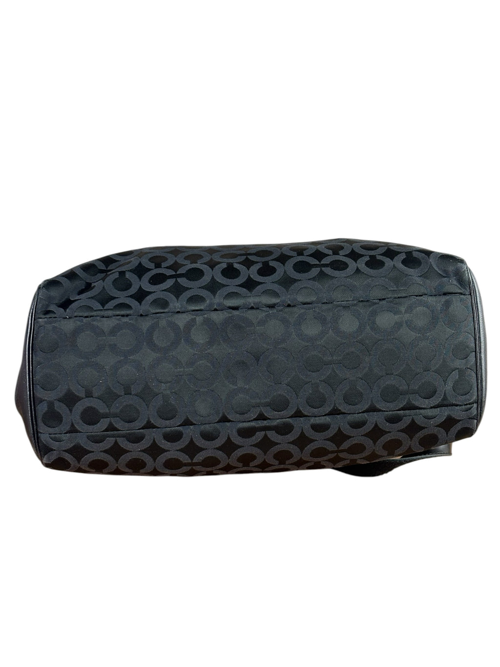 Coach Black Leather Trim Madison Op Art Sateen Phoebe Shoulder Bag