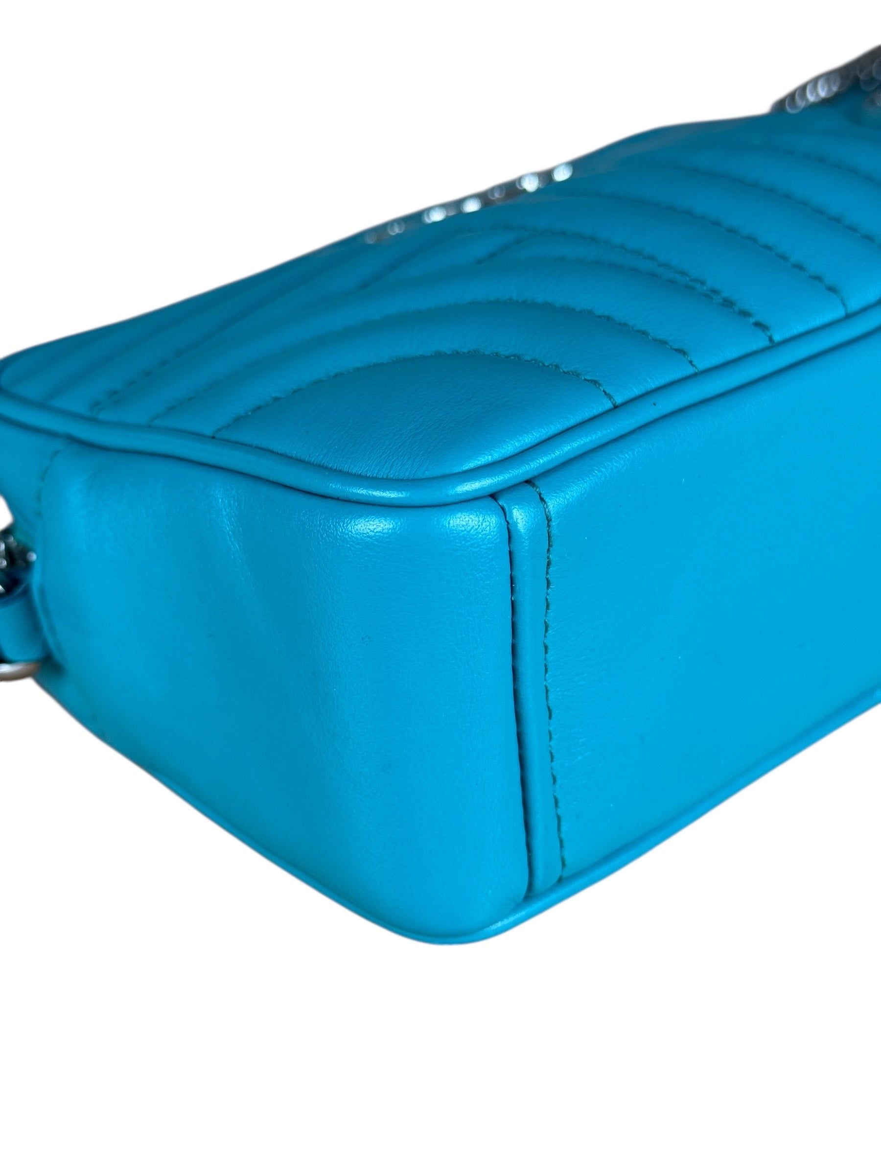 Prada Teal Diagramme Leather Chain Crossbody