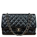 Chanel Black Caviar Quilted Leather Classic Jumbo Double Flap Bag 2011