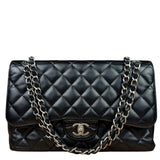 Chanel Black Caviar Quilted Leather Classic Jumbo Double Flap Bag 2011