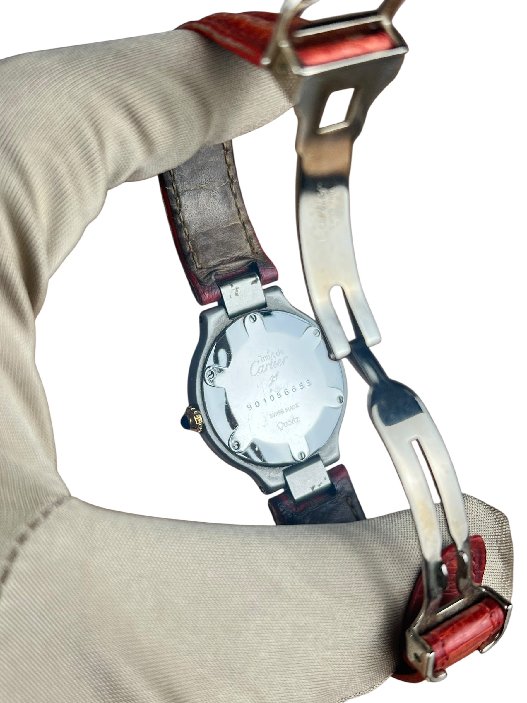 Cartier Must De 21 Red Leather Strap