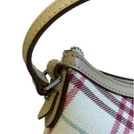 Burberry White/Beige Leather Trim Nova Check Pochette