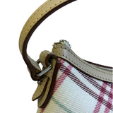 Burberry White/Beige Leather Trim Nova Check Pochette