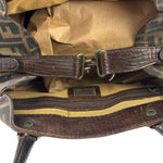 Fendi Vintage Brown Leather Trim Zucca De Jour Media Tote