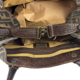 Fendi Vintage Brown Leather Trim Zucca De Jour Media Tote