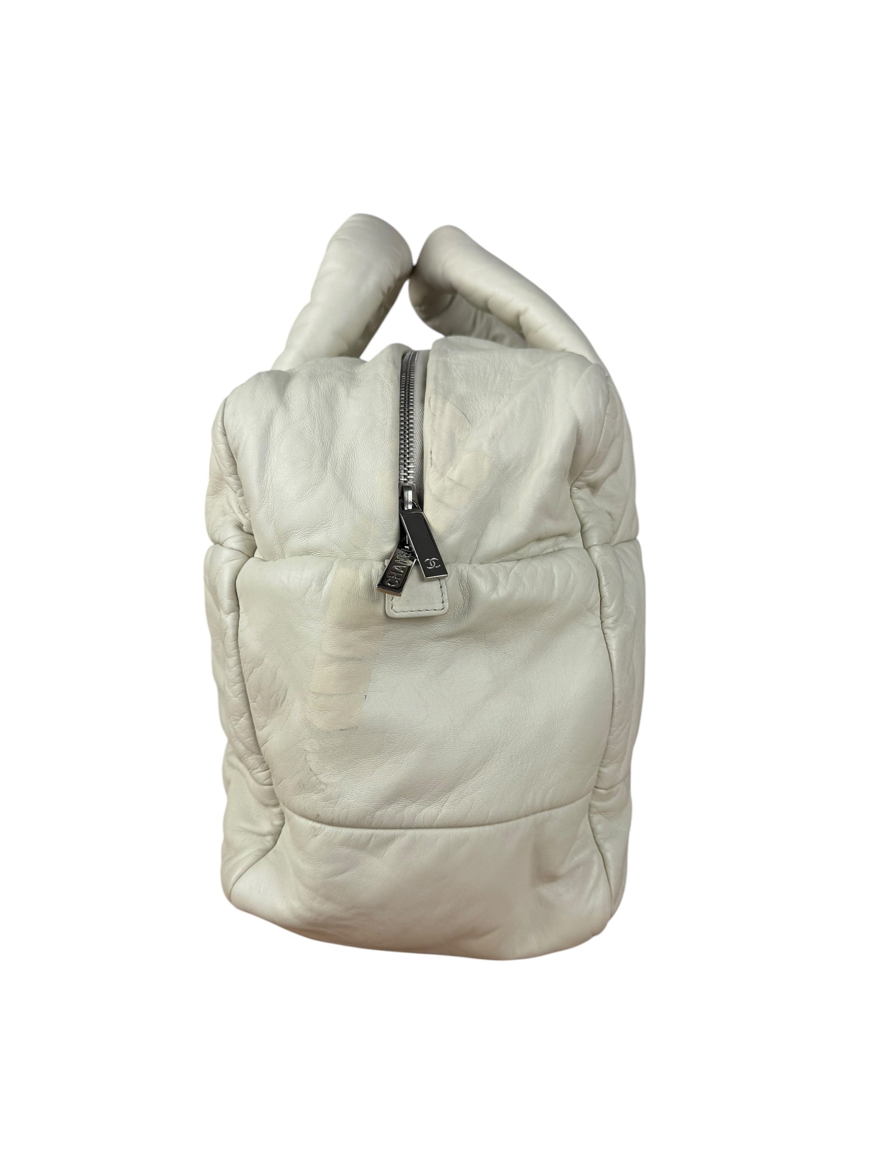 Chanel Coco Cocoon Ivory Puff Leather Boston Handbag 2009