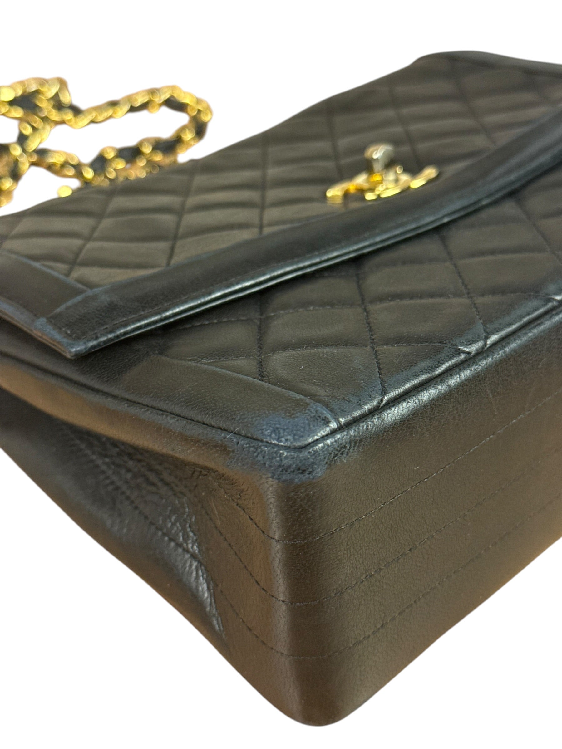 Chanel Black Quilted Leather Chain Flap Bag