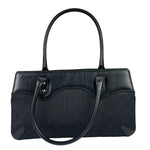 Gucci Black Leather Trim GG Horsebit Chain Shoulder Bag