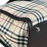 Burberry Vintage Leather Trim House Check Top Handle Bag
