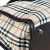 Burberry Vintage Leather Trim House Check Top Handle Bag