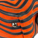 Fendi Navy/Red Leather Trim/Suede Dotcom Striped Two-Way Bag