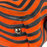 Fendi Navy/Red Leather Trim/Suede Dotcom Striped Two-Way Bag