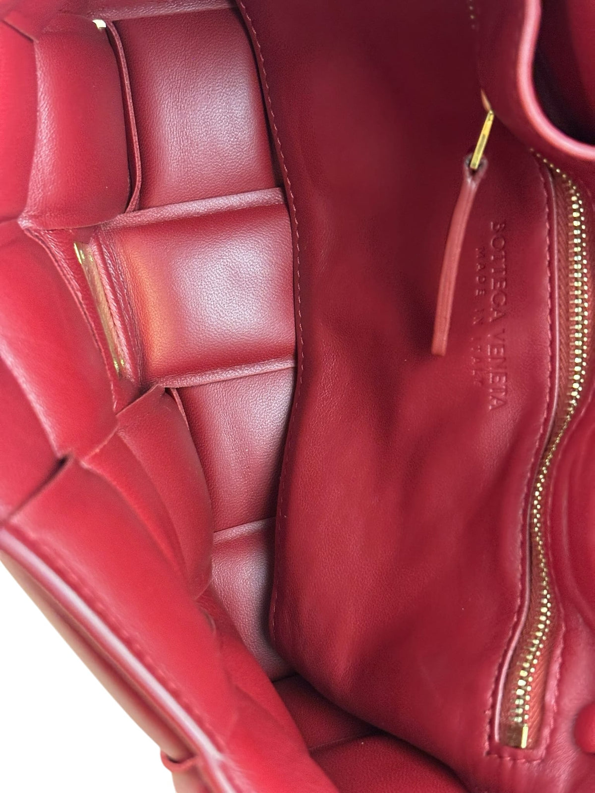 Bottega Veneta Red Intrecciato Padded Cassette Flap Bag