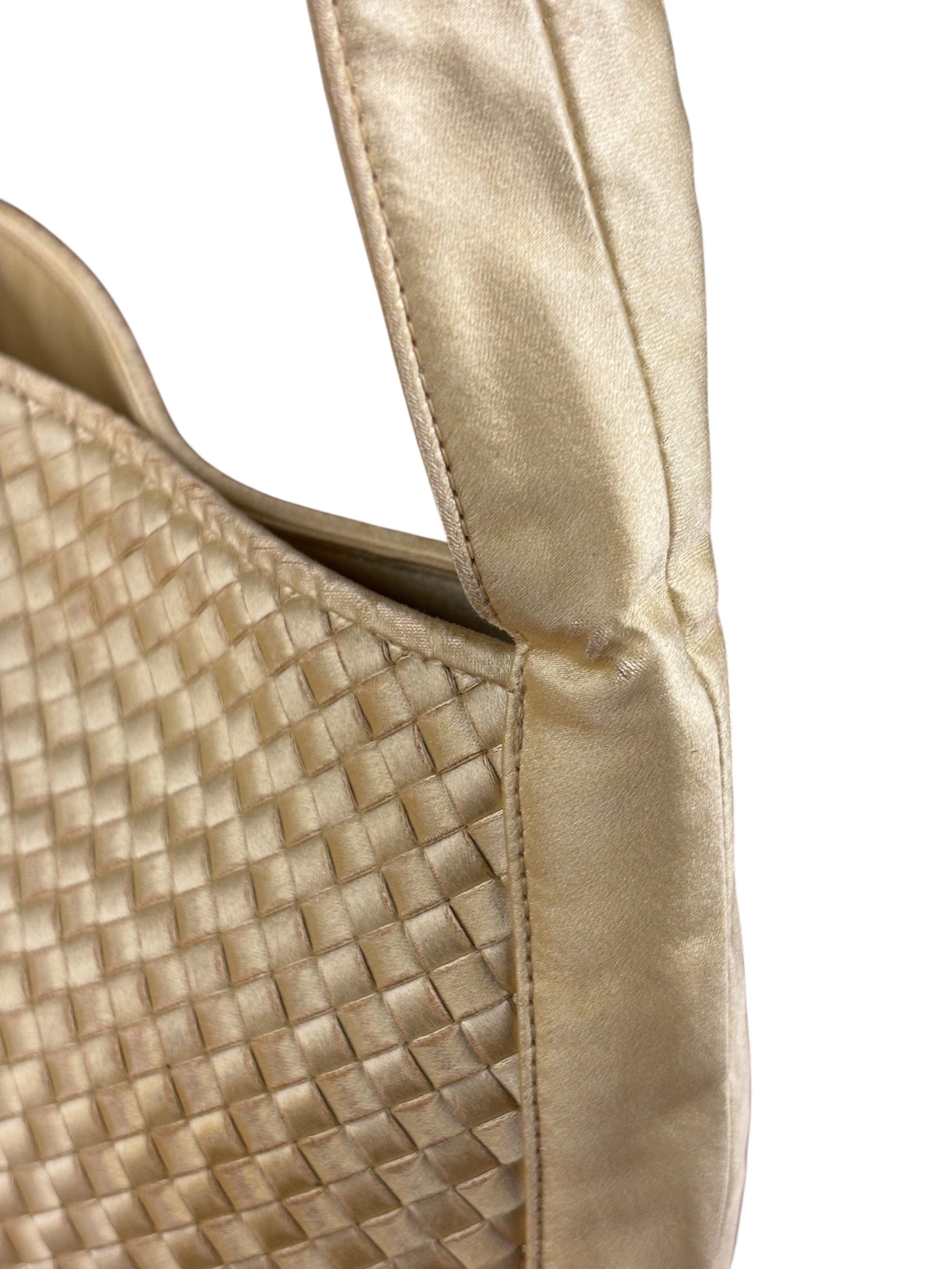 Bottega Veneta Butter Yellow Satin Intrecciato Shoulder Bag