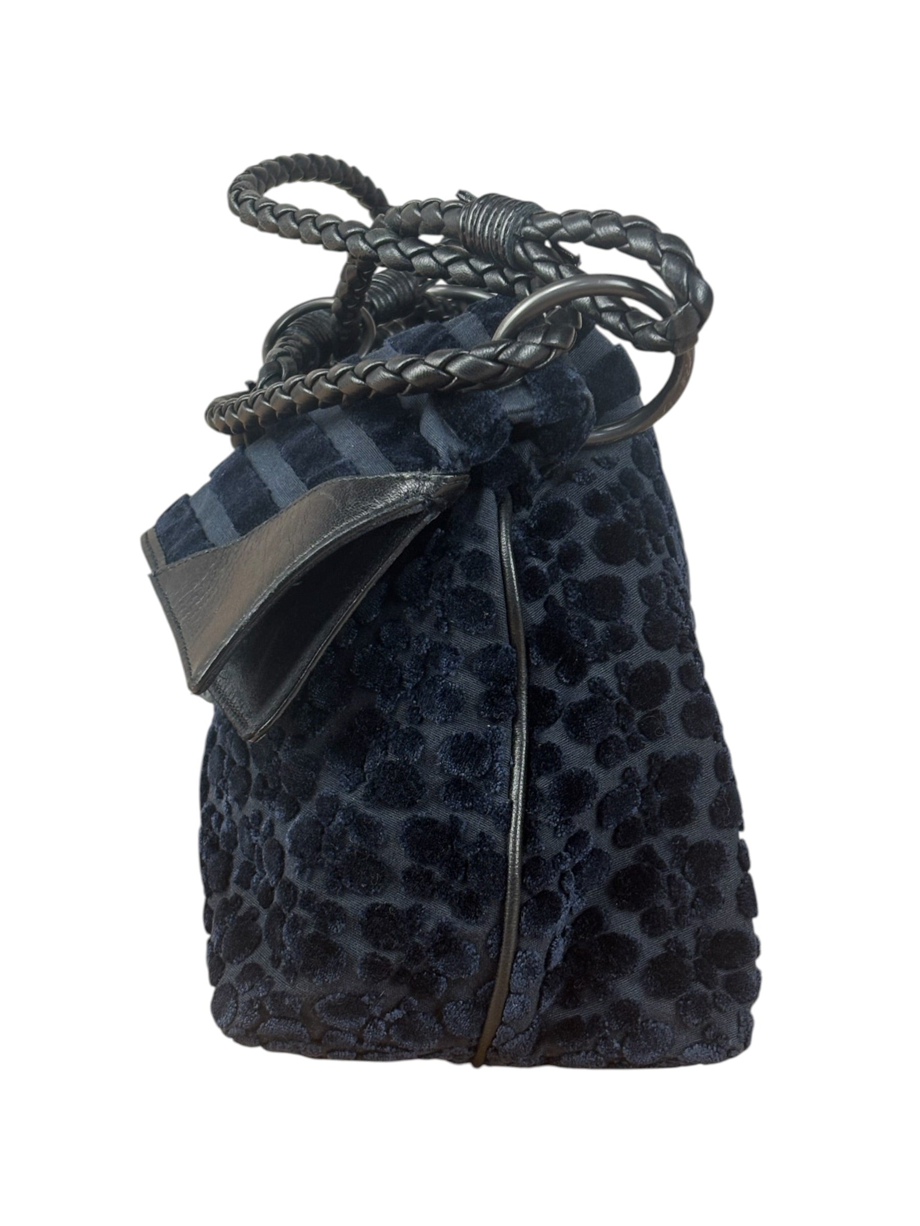 Bottega Veneta Vintage Blue Leopard Chenille Shoulder/Hand Bag